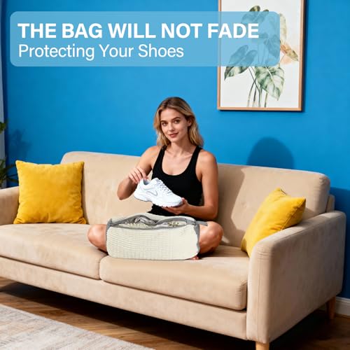Kasanni 2-in-1 Premium Schuhwaschbeutel für Waschmaschine, Doppelreißverschluss, 360° Reinigung, Wiederverwendbar, Schützt Schuhe vor Verformung, Geeignet für alle Schuharten und Waschmaschinen (Weiß)