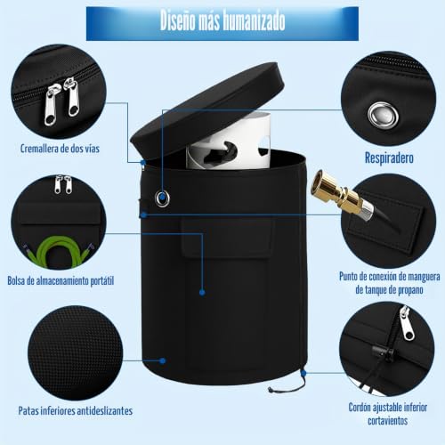 Miniatura 3 de Siruiton Funda Para Botella De Gas Propano, Resistente Al Agua, Cubierta Completa, Impermeable, Resistente Al Viento, Anti-Uv, Oxford 600d, Para Cilindro De 11 Kg
