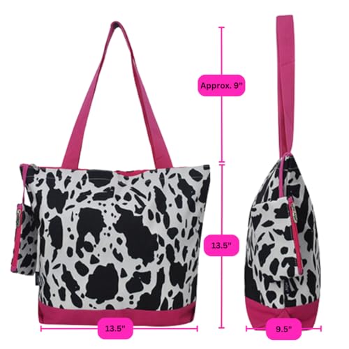 Image of NGIL Medium Top Zipper Closure Canvas Tote Bag with Attached Matching Coin Purse For Moms and Nurses