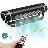 Hanchen Air Purifier Fan with Voice Control, Bladeless Wall Mount Fan Oscillating Fan Cooling Fan for Bedroom Air Circulator Fan with Remote Touch Panel Control 7H Timer, One-touch Air Purification &
