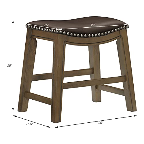 Lexicon Alviso Wooden Saddle Seat Dining Stool, 18" Sh, Brown #TOP2