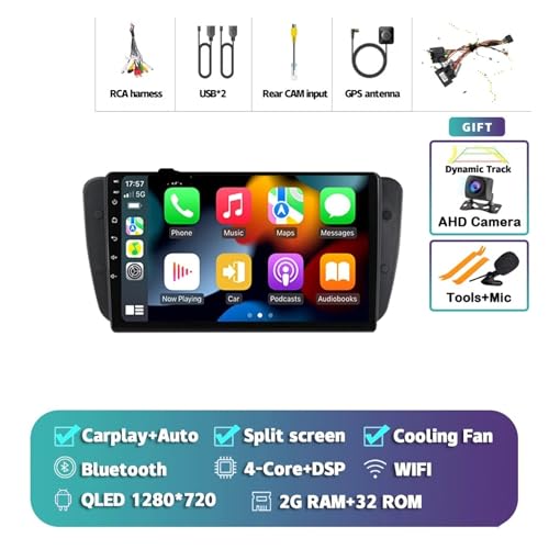 Radio de coche Android 15 con pantalla táctil, Carplay y cámara trasera 2