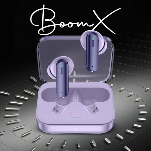 Image of Vaku Luxos BOOMX Wireless Earbuds Bluetooth 5.4 TWS Headphones 60H Playback Bass Stereo 13mm Drivers Gaming Low Latency HD Calls Touch Control Fast Charging IPX Waterproof- Light Purple