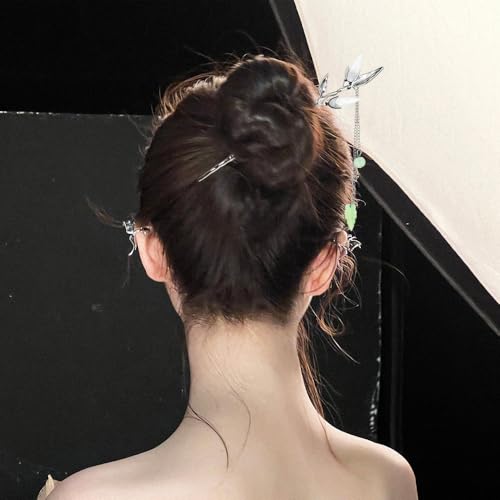 6PCS Star Moon Hair Sticks for Buns Long Hair Chinese Hanfu Asian Vintage Hair Chopsticks Metal Silver Hair Bun Updo Holders Long Hairpins for Women Girls - Image 7