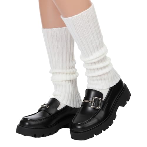 DOPENSPI Weiße Stulpen Damen Frauen Leg Warmers Winter Beinwärmer Legwarmers Crochet Cuffs Beinstulpen Stricken Stulpen Kniestrümpfe Long Boot Cuffs für Ballet Warm
