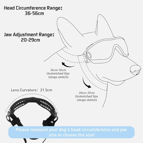 Fohuanky Hundebrille für mittelgroße und große Rassen, Verstellbarer Riemen, UV-Schutz, Brille für Golden Retriever, Labrador, Deutscher Schäferhund, Boxer (Transparent)