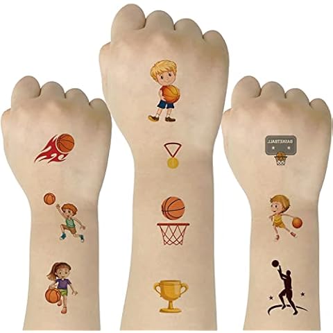 SIX VANKA (Pack of 10 Sheets) Basketball Waterproof Temporary Tattoo Stickers for Kids Boys and Girls, Party Favors Decorations Cover