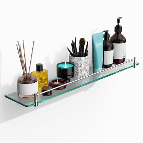 KOCOK 24 Inch Glass Bathroom Shelves,Brushed Nickel...