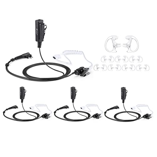 zeadio Surveillance Covert Air Acoustic Tube Headset with Earmold Earpiece and Push-To-Talk Microphone