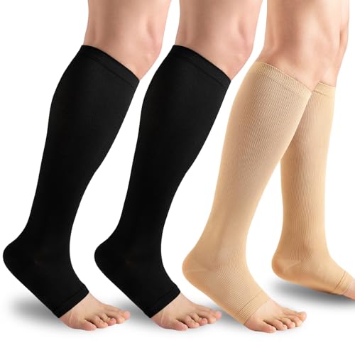 3 Pairs Open Toe Compression Socks for Men & Women...
