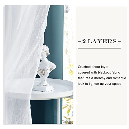 Image of PONY DANCE Nursery Curtains Pink, 52 x 84 inches, Slateblue, 2 Panels | Curtains for Bedroom Decor Aesthetic Cute Double Layer with Sheer Overlay Windows Covering