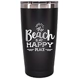 MugHeads The Beach is My Happy Place 20 oz Insulated Tumblers - Beach Accessories For Vacation Must