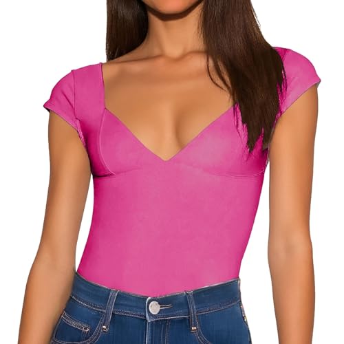 Women's Solid Color Bottoming Shang U Neck Long Sleeved Sexy Backless Casual Slim T Shirt Womens Summer Tunics (RD2, L)