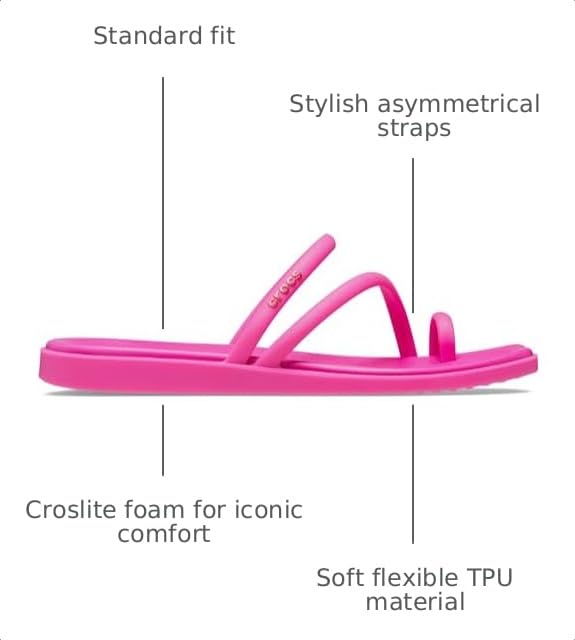 Image of Crocs Women's Miami Toe Loop Sandals | Square Toe Flat | Flexible Straps | Croslite Foam Footbed