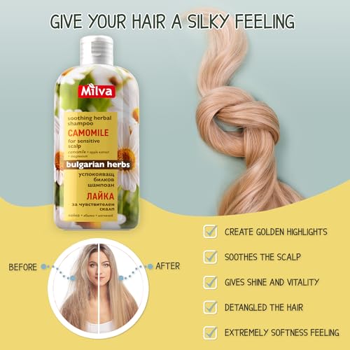 Kamille Shampoo von Milva – Beruhigendes Haarpflegeprodukt für empfindliche Kopfhaut