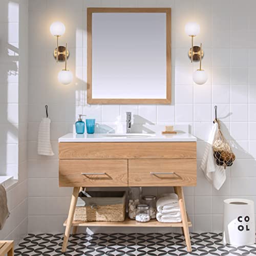 Byoliima Globe Wall Sconces 2-Lights Gold Vanity Lights For Bathroom Modern Wall Light Fixtures With White Globe Glass Shade Industrial Farmhouse Wall Lamp For Bedroom Mirror Living Room (Gold Color) #TOP2