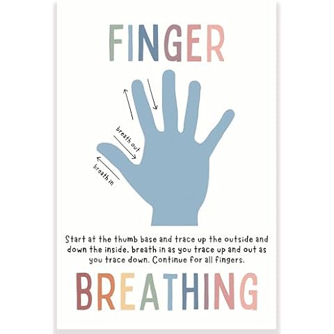 Printlabz Finger Breathing Classroom Poster - Grounding Exercises - Counselor Office - Therapist Therapy - 12 x 18 Inch - Classroom Decor - Classroom Must Haves - Back To School Decor - CPS0187 Cover