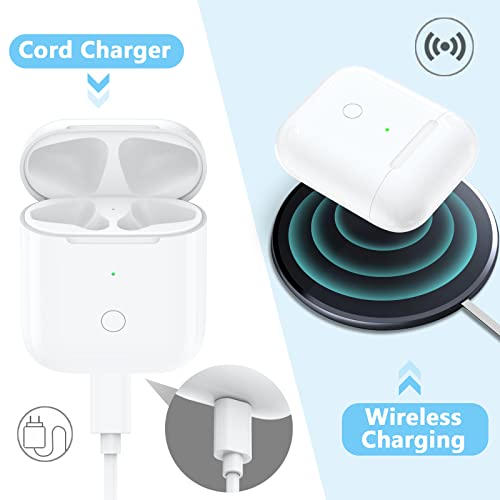 Charging Case For Airpod 1/2, Support Cable & Wireless Charger, Wireless Case Replacement Built-In 450 Mah Battery With Sync Pairing Button, No Earbud (White) #TOP6