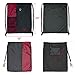 Drawstring Backpack Sports Gym Bag for Women Men Children Large Size with Zipper and Water Bottle Mesh Pockets (Black/Red)