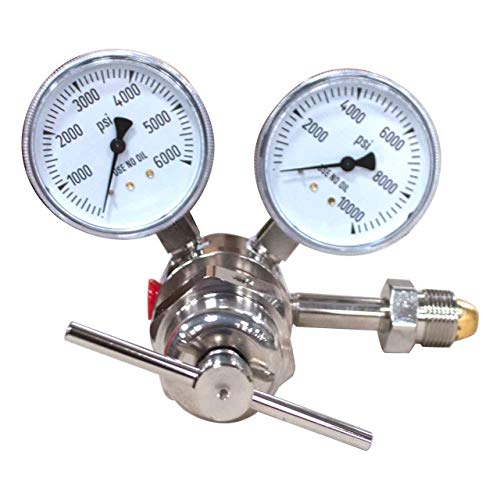Miller Smith 827-00-09 Silverline High Pressure Analytical Brass Single Stage Regulators, 6000 PSI