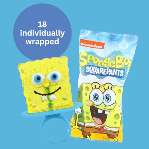 Imaginings 3 SpongeBob Squarepants Decorated Lollipop Rings, Patrick and Sandy, Individually Wrapped Candy for Birthday Party Favor, 18 Count