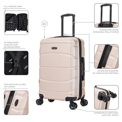 Image of DUKAP SENSE 24-Inch Medium Hardside Spinner Luggage Durable Champagne