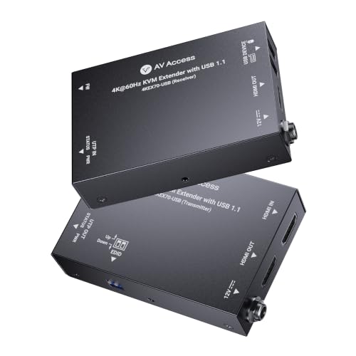 AV Access 4K60Hz HDMI & USB KVM Extender Over Cat6/6A/7 Upto 230ft, HDR10