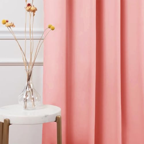 Image of HOMEMONDE Long Door Curtains 9 Feet Set of 2 - Thermal Insulation Blackout Curtain with Black Backing, Rod Pocket & Fade Resistant Drapes - (108 Inch, Peach)