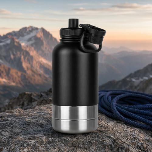 Novocloud Bouteille d'eau pour Chiens isolée Gourde pour Chien Isotherme en Acier Inoxydable Distributeur d'eau Portable 3 en 1 avec 2 Bols Amovibles pour Voyages, Activités en Plein Air, 950ml – vue 7