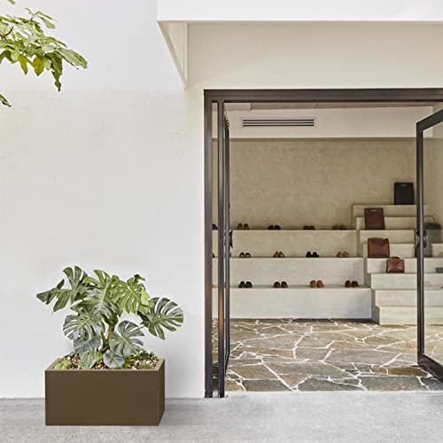 Wallowa Metallic Heavy Rectangle Planter Box For Outdoor/Indoor 25”Lx11”Wx13”H 22Pounds Espresso #TOP3