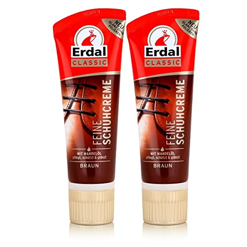 Erdal Classic Feine Schuhcreme Braun - Tubencreme mit Mandelöl 75ml (2er Pack)