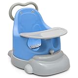 COSTWAY 6 en 1 Silla Elevadora para Bebé,Andador,Asiento de Comedor, Asiento Deslizante y Silla de Ducha con Ruedas Universales, Cinturón de Seguridad y Bandeja Extraíble (Azul)