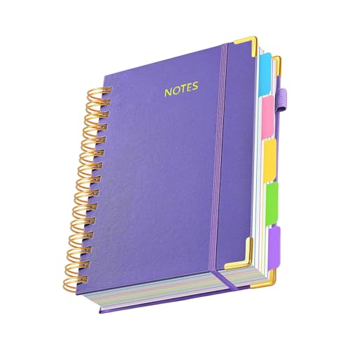 Carnet professionnel 300 pages lignées à double spirale en cuir PU noir format 25,4x20,3 cm