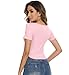 Preppy Clothes Pink Teen Girl Summer Square Neck Crop Tops for Women Y2k Cute Tight Short Sleeve Shirts Fitted Basics Tshirts Baby Tee Trendy 2025 Coastal Sexy （Pink Xs