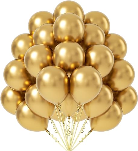 Image of Party Propz Golden Chrome Balloons - 25 Pcs Gold Balloons | Metallic Golden Balloons For Decoration | Gold Balloon For Decoration | Balloon For Birthday