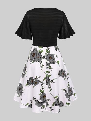 Image of Rosegal Plus Size Women Cottagecore 2PC Floral Sundress Set