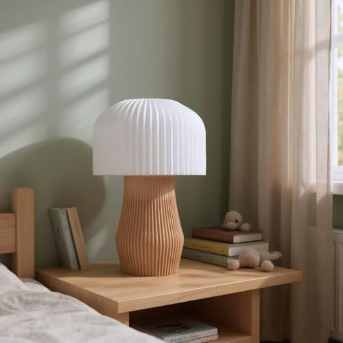 Image of Modern 3D Printed Table Lamp| Bedside Night Lamp | Warm Ambient Light for Bedroom, Living Room, Study Table & HomeDecor | Minimalist LED Desk Lamp for Cozy Lighting (Apricot)