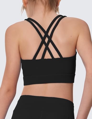 Girls Sports Bra Training Scoop Neck Cross Back Bras for Teens Kids Sports Comfort Girls Bra Tops4