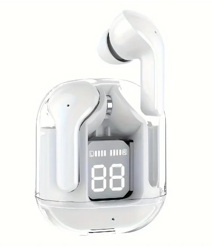Next-Gen Bluetooth Earbuds with Digital Battery Display, Transparent Charging Case, Deep Bass, 4H Backup, Wireless Headphones for Android & iOS Smartphones (White)-image-35