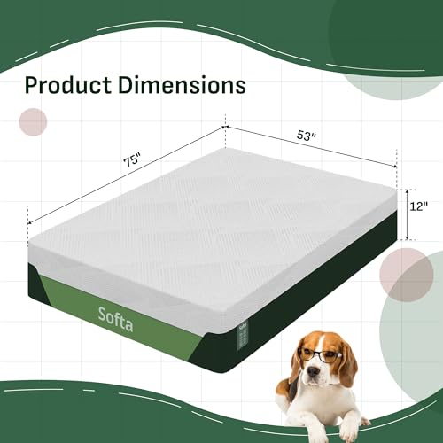 Image of Softa 12 inch Full Cooling Gel Memory Foam Mattress, Viscose from Bamboo, Medium Firm, Certi-PUR & Oeko-TEX Certified, 10-Year Warranty, Green Tea Support Foam, Washable, Mattress in a Box