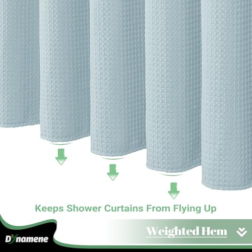 Dynamene Waffle Shower Curtain and Snap-in Fabric Liner Set Fog Blue, 72x72 by Dynamene - Used condition - Image 6