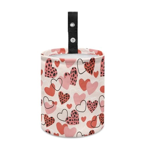 Image of Car Trash Can Valentine's Day Heart Collapsible Accessories Trash Can of Cars, Easy to Clean Car Garbage Accessory Car Interior Decoration