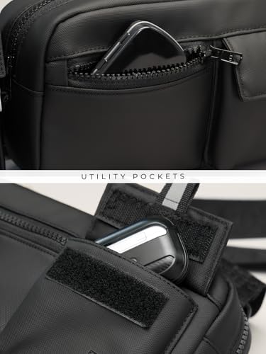Image of The Souled Store TSS Originals: Noir Fanny Pack | Sleek All-Black Crossbody Waist Bag | Water-Resistant Travel Pouch for Men & Women | Lightweight Urban Belt Bag for Festivals & Commuting