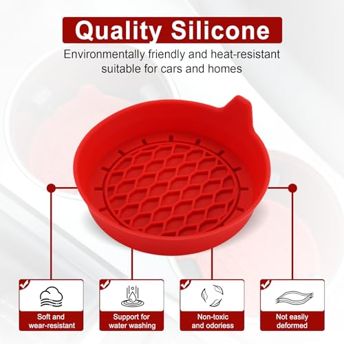 Image of SINGARO Car Cup Holder Coaster, Silicone Cup Holder Insert, Universal Non-Slip Cup Holders, Car Accessories Interior for Women and Man 4 Pack Red