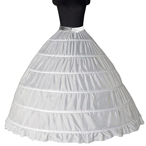 Image of Aakriti 6 Hoop Women's Polyester Skirt Shapewear Petticoat Underskirt for Wedding Dress Shapewear Undergarments Petticoat, Bridal Ethnic Wear Dress Ball Gown Shape Wear Dress Crinoline Shaper White
