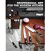 Huusk Knife Set with Block - 14 Pieces Premium Stainless Steel Japanese Knives Set for Kitchen with Ergonomic Ivory White Handle Natural Wood Block Housewarming Gift for Women Men