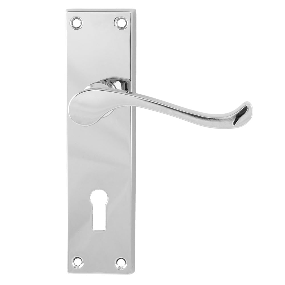 Carlisle Brass Victorian Scroll Lever on Face-Fix Backplate - Lock 57mm c/c in Polished Chrome