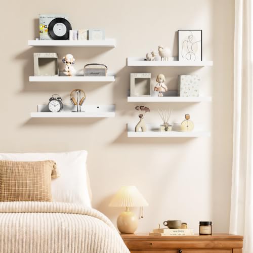 Image of BAYKA 15.7x5.12 Floating Shelves for Wall,Room Decor,Raised Lip,6 Pack