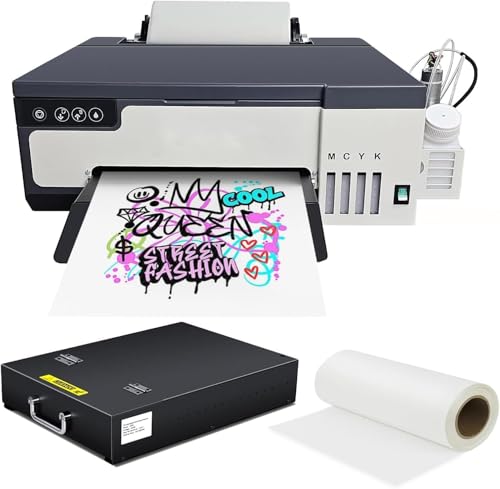 Image of A4 DTF Printer, XP600 Printhead DTF Transfer Printer Machine White Ink Mixing System & Anti-Clogging & Auto-Cleaning, High Speed Printing for T-Shirts & Fabrics (A4 Printer+Oven)