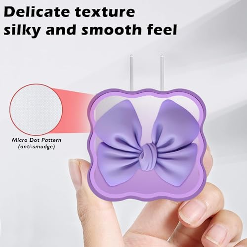 Image of EDNITA Charger Cable Protector with 3D Cute Pattern for iPhone Charger only 18W & 20W | Data Line Wire Saver Charging Cable Charger Protective Cable Full Protection Set of - 1 (Purple Heart)